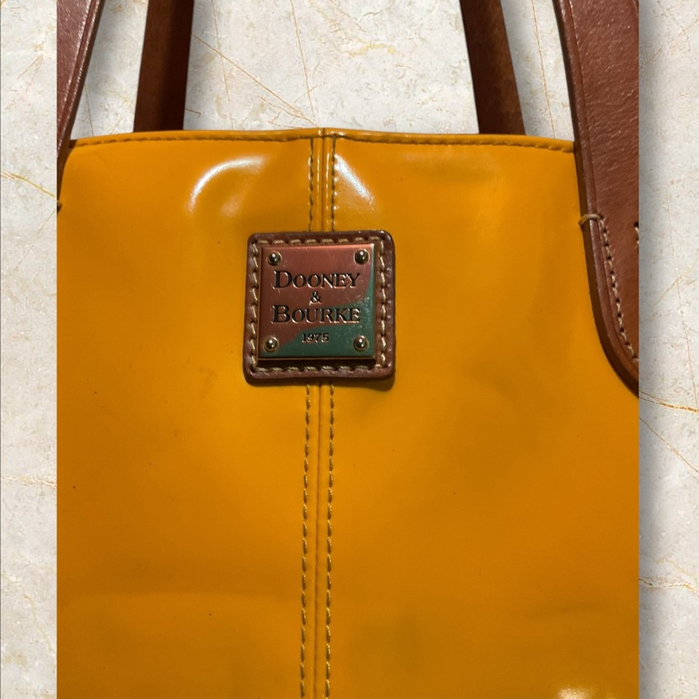 Dooney & Bourke Patent Leather Mustard Color Tote Bag - Picture 2 of 13